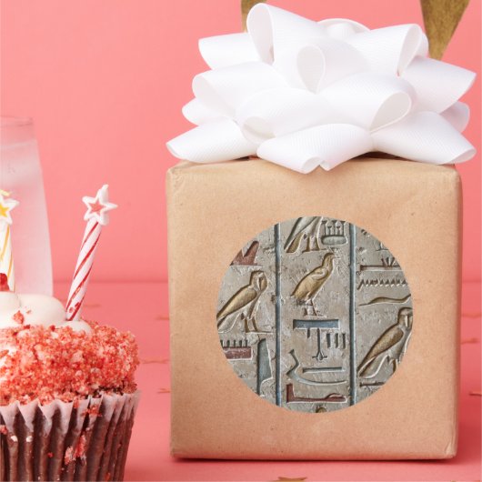 Oude Egypte Hiërogliefengravure Pharoah pGift Ronde Sticker (Feest)