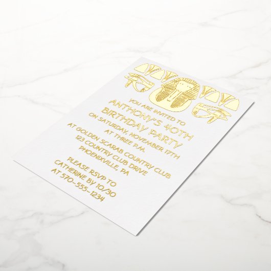 Oude Egypte Koning Tut Theme Custom Party Folie Uitnodiging (Gedraaid)