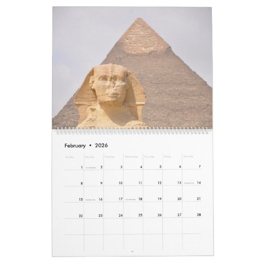Oude Egypte met piramides, Sfinxtempels Kalender (Feb 2026)