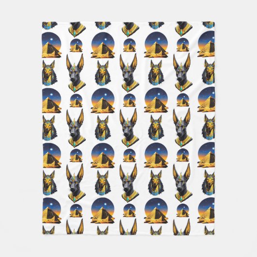 Oude Egypte Piramide Anubis Patroon Ontwerp Fleece Deken (Voorkant)