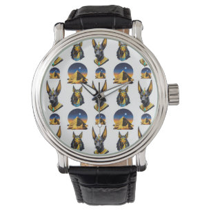 Oude Egypte Piramide Anubis Patroon Ontwerp Horloge