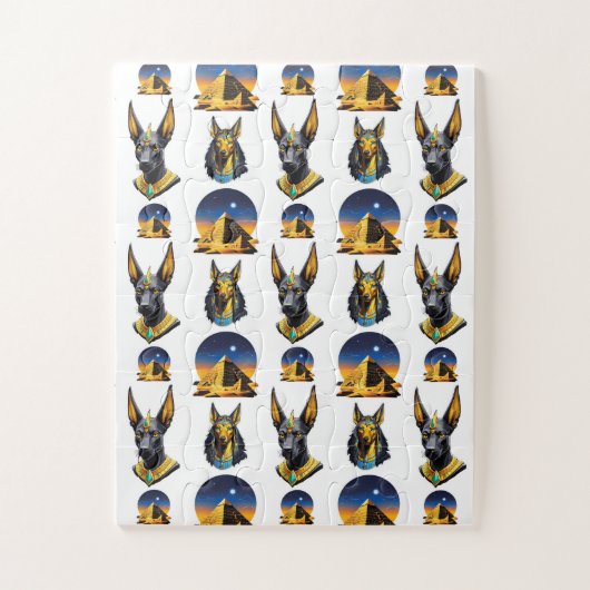 Oude Egypte Piramide Anubis Patroon Ontwerp Legpuzzel (Verticaal)