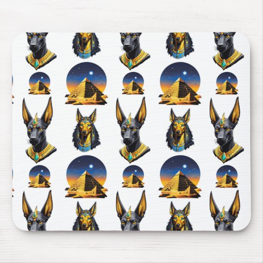 Oude Egypte Piramide Anubis Patroon Ontwerp Muismat (Voorkant)