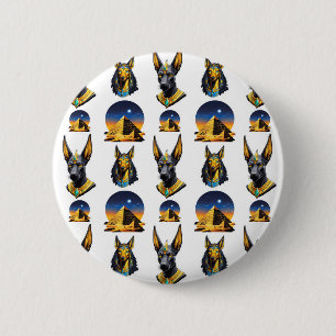 Oude Egypte Piramide Anubis Patroon Ontwerp Ronde Button 5,7 Cm
