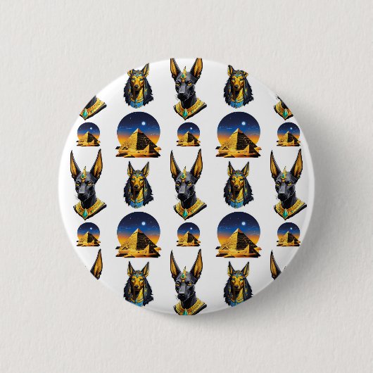 Oude Egypte Piramide Anubis Patroon Ontwerp Ronde Button 5,7 Cm (Voorkant)