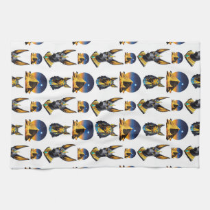 Oude Egypte Piramide Anubis Patroon Ontwerp Theedoek