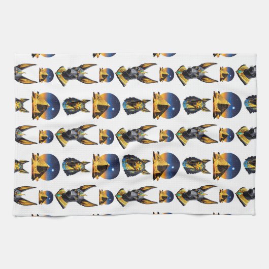 Oude Egypte Piramide Anubis Patroon Ontwerp Theedoek (Horizontaal)