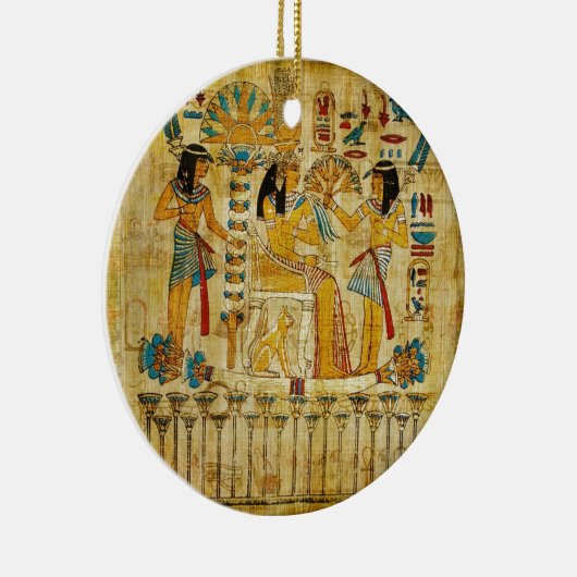 Oude Egypte Tapestry Scroll Heirogliphics Keramisch Ornament (Rechts)