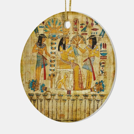 Oude Egypte Tapestry Scroll Heirogliphics Keramisch Ornament (Links)