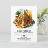 Oude Egypte Waterverf Chique piramides Verjaardag Kaart (Staand voorkant)