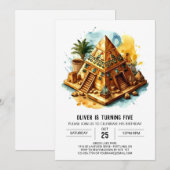 Oude Egypte Waterverf Chique piramides Verjaardag Kaart (Voorkant / Achterkant)