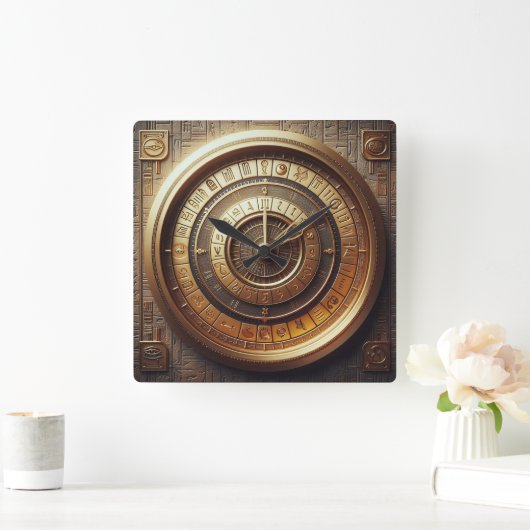 Oude Egyptische achtergrond Vierkante Klok (Huis)