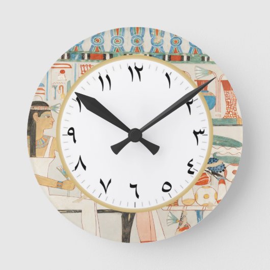 Oude Egyptische Art Clock met Arabische cijfers Ronde Klok (Voorkant)