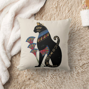 Oude Egyptische Bastet Kat & Lotus Bloem Kussen