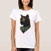 Oude Egyptische Bastet Kat met Scarab Ketting T-shirt (Voorkant)