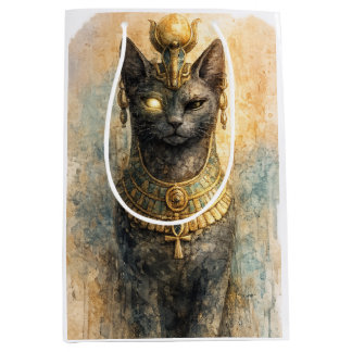 Oude Egyptische Bastet Kattengodin Aquarel Kunst Medium Cadeauzakje