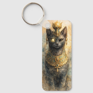 Oude Egyptische Bastet Kattengodin Aquarel Kunst Sleutelhanger