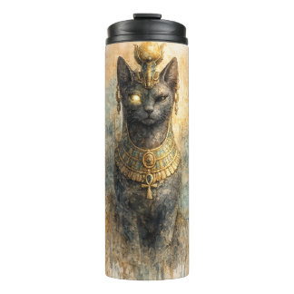 Oude Egyptische Bastet Kattengodin Aquarel Kunst Thermosbeker
