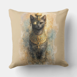 Oude Egyptische Bastet Kattengodin Watercolor Kuns Kussen