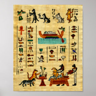 Oude Egyptische beboste Meows Cat Print