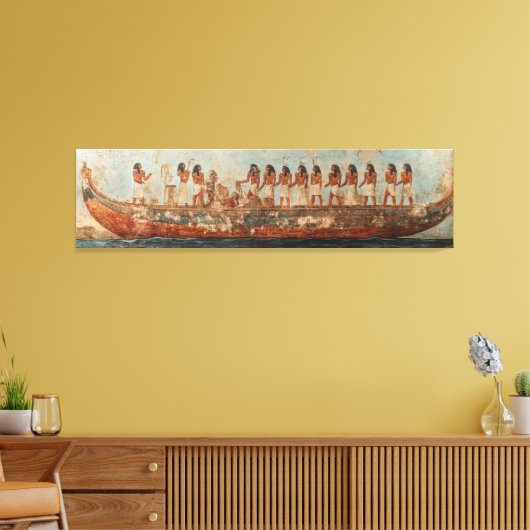 Oude Egyptische Boat Wall Art - Mythologie Reis Canvas Afdruk (Insitu (Woonkamer))