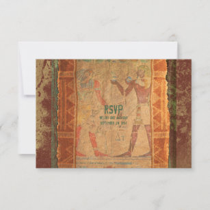 Oude Egyptische bruiloft RSVP-antwoordkaart RSVP Kaartje