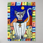 Oude Egyptische Cat Mini Folk Art Poster (Voorkant)