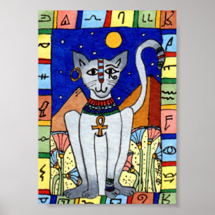 Oude Egyptische Cat Mini Folk Art Poster