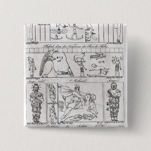 Oude Egyptische en Perzische Vierkante Button 5,1 Cm (Voorkant)