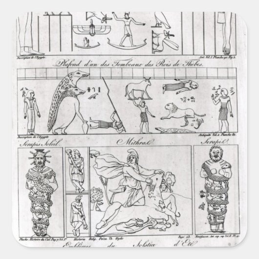 Oude Egyptische en Perzische Vierkante Sticker (Voorkant)
