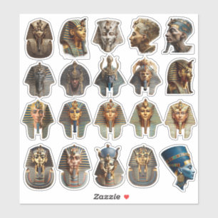 Oude Egyptische Farao Gezichten Stickers   Goud 3D