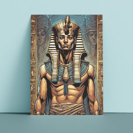 Oude Egyptische farao in de tempel Briefkaart