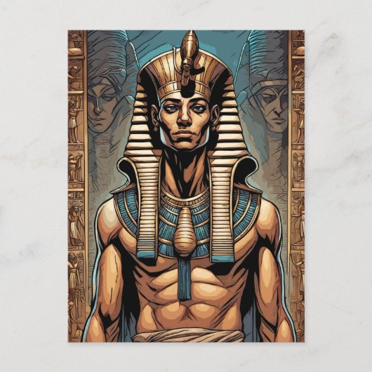 Oude Egyptische farao in de tempel Briefkaart (Voorkant)