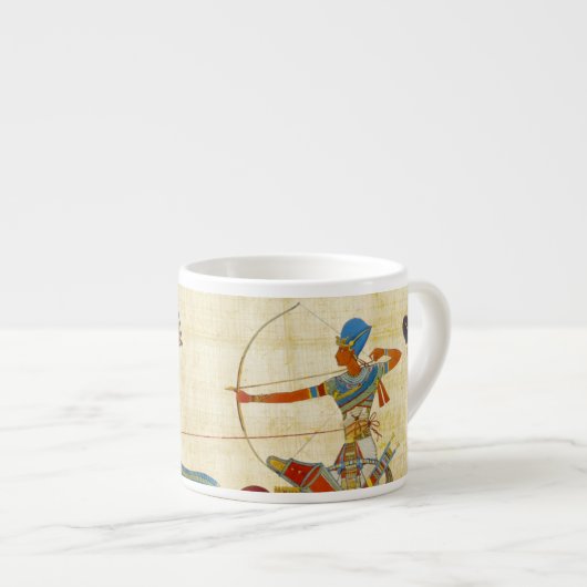 Oude Egyptische Farao Ramses II Paarden papyrus Espresso Kop (Voorkant rechts)