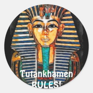 Oude Egyptische Farao Tutankhamen Ronde Sticker