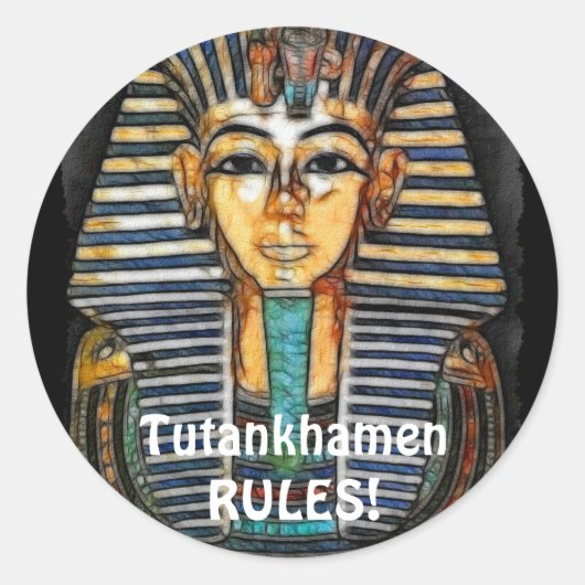Oude Egyptische Farao Tutankhamen Ronde Sticker (Voorkant)