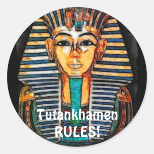 Oude Egyptische Farao Tutankhamen Ronde Sticker