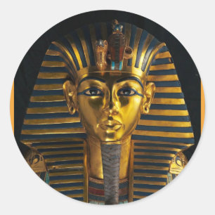 Oude Egyptische faraomasker, Koning Tut gouden kun Ronde Sticker