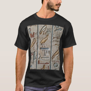 Oude Egyptische Farao's Hiërogliefen Graveren Teks T-shirt