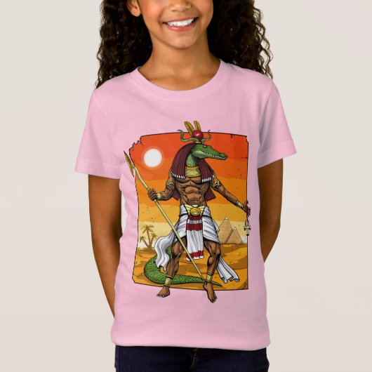 Oude Egyptische God Sobek T-shirt (Voorkant)
