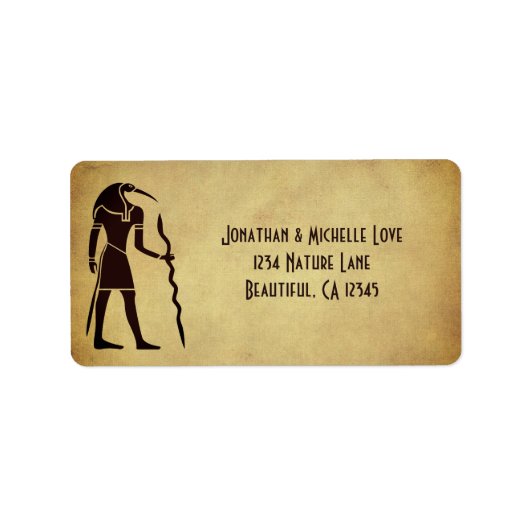 Oude Egyptische God Thoth Gouden Adres Etiket (Voorkant)