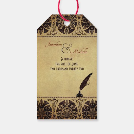 Oude Egyptische God Thoth gouden bruiloft Cadeaulabel (Achterkant)