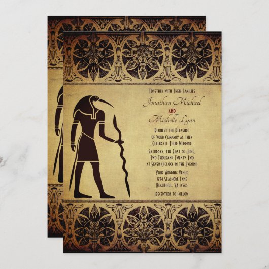 Oude Egyptische God Thoth gouden bruiloft Kaart (Voorkant / Achterkant)