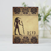 Oude Egyptische God Thoth gouden bruiloft RSVP Kaartje (Staand voorkant)