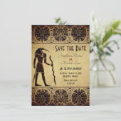 Oude Egyptische God Thoth gouden bruiloft Save The Date (Staand voorkant)