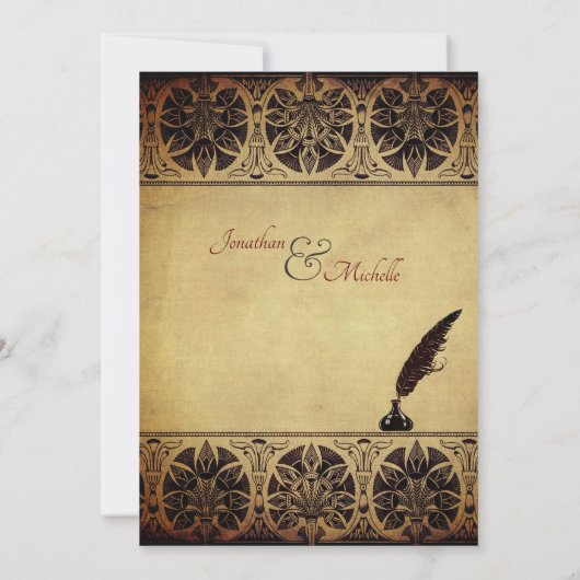 Oude Egyptische God Thoth, Quill en inkt bruiloft Kaart (Achterkant)