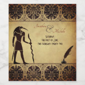 Oude Egyptische God Thoth, Quill en inkt bruiloft Wijn Etiket (Enkel label)