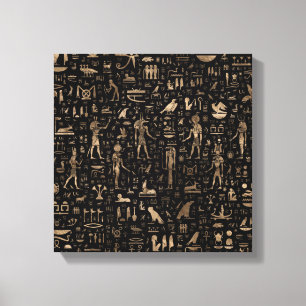 Oude Egyptische goden en hiërogliefen Canvas Afdruk