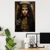 Oude Egyptische godin Bastet Poster (Thuiskantoor)