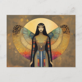 Oude Egyptische Godin Isis Regenboog Goud Kunst Briefkaart